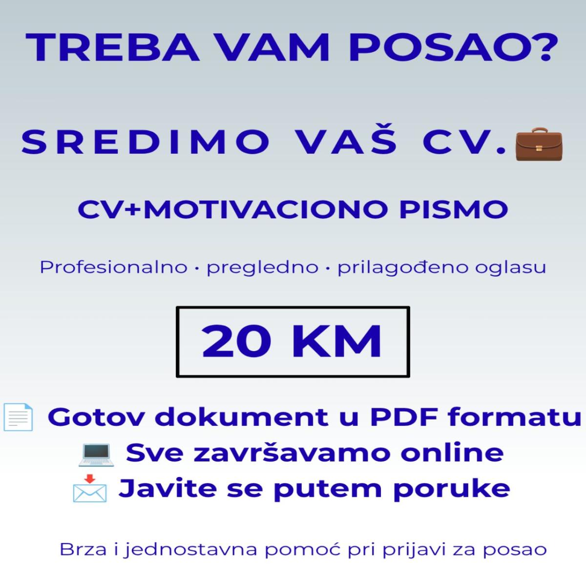 Izrada CV-a i motivacionog pisma | Pomoć pri prijavi za posao