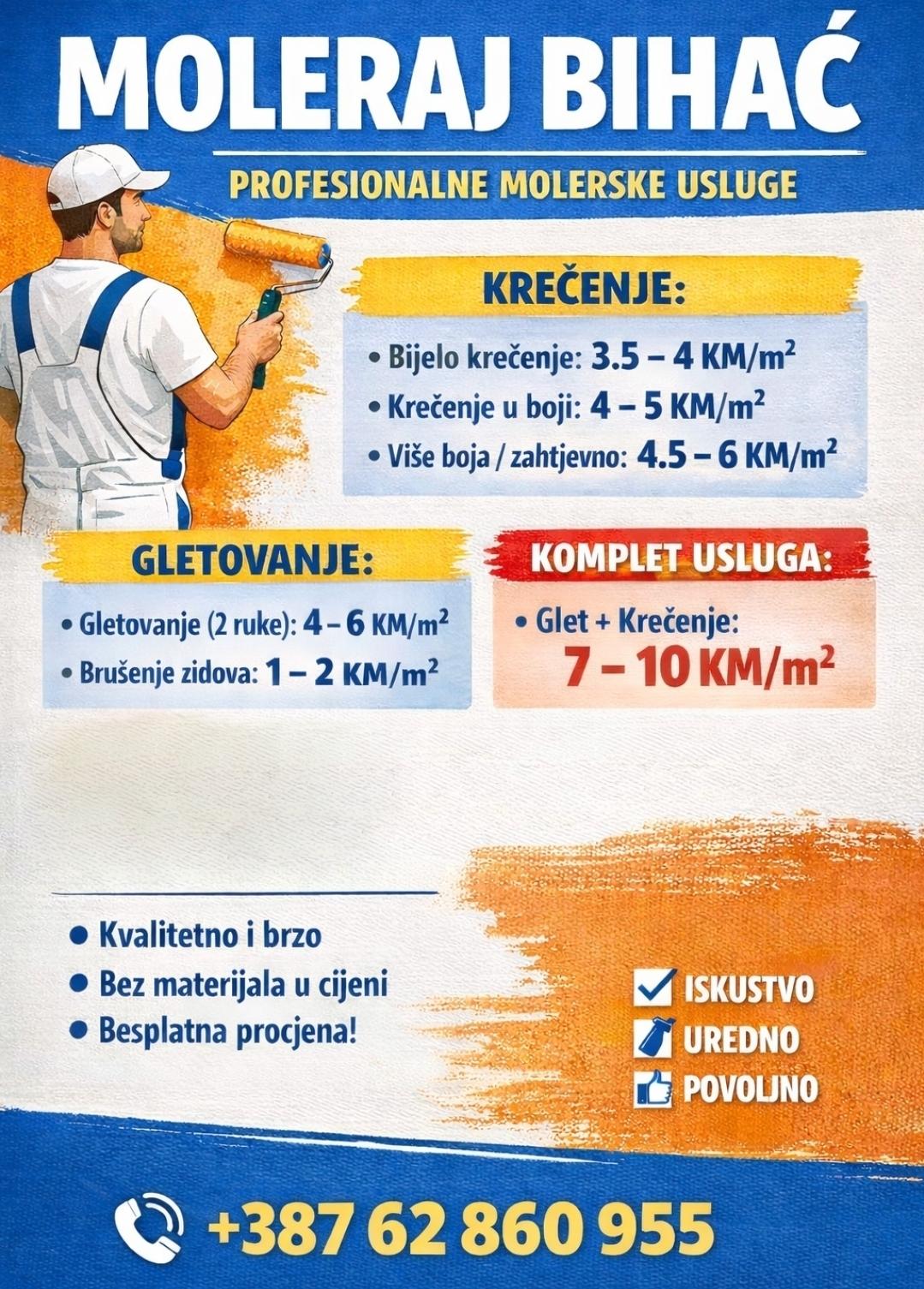 Nudim molerske usluge, spahtlanje, gletanje, edelputz.